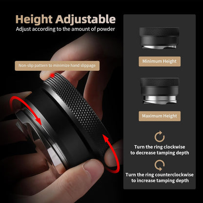 MHW-3BOMBER 58mm Espresso Distributor, Height Adjustable Espresso Distribution Tool, Coffee Distributor with Non-slip Pattern, 58.35mm Espresso Leveler for 58mm/58.3mm/58.5mm Portafilter,T5248L4-OS