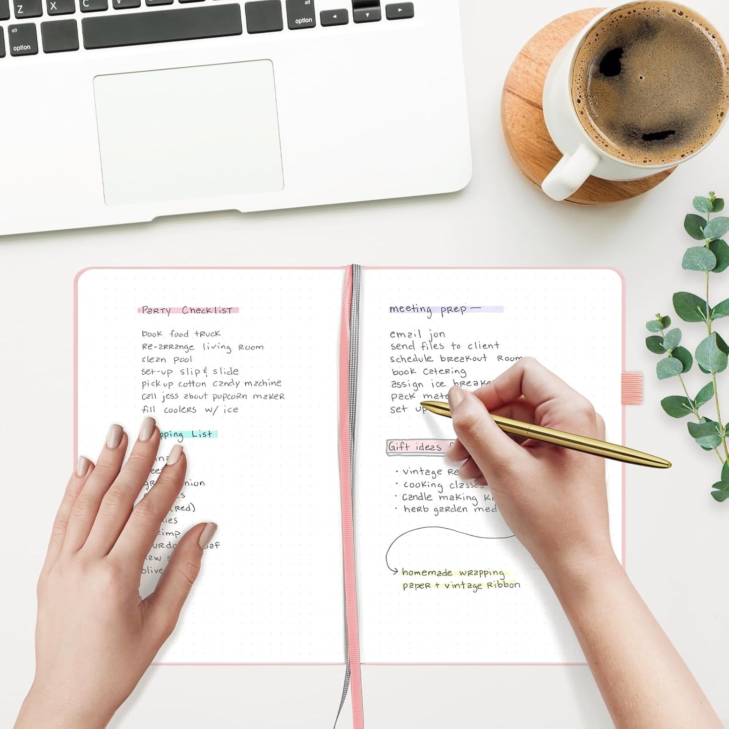 &And Per Se Dotted Journal Notebook for Women&Men with Pattern, A5 Leather Hardcover, 160 Pages 100GSM Thick Dotted Paper, 3 Sheets of Stickers Included(Blush)