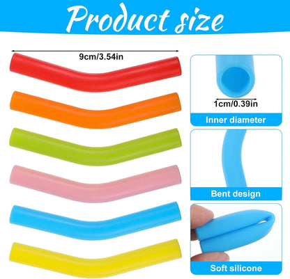 6 Pcs Silicone Straw Tips, Reusable Colorful Silicone Straw Cover Replacement Soft Rubber Flex Elbow Straws Tip for Stainless Steel Metal Straws 0.31inch Wide (8mm Outdiameter)