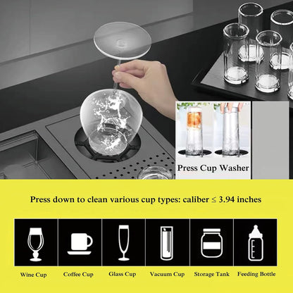 Bar Sink 21.6 x 17.7 Inch Topmount Smart Kitchen Sinks Stainless Steel Western Kitchen Sink Center Island Single Bowl Workstation with Press Cup Washer