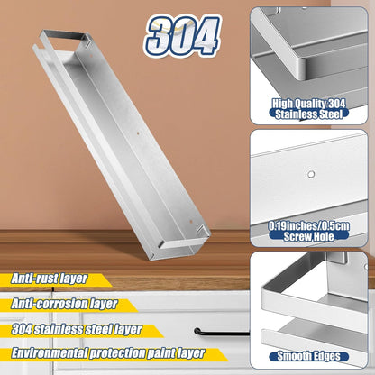 Lallisa 2 Pieces Stainless Steel Shelf Bathroom Shower Floating Shelves Wall Mounted Shower Caddy Basket Shelf Storage Organizer Shelves for Bathroom, Kitchen, Living Room(19.69 Inches/ 50 cm,Silver)