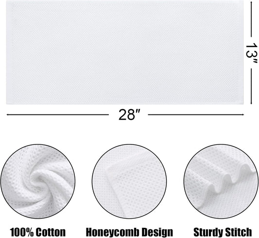 Kitinjoy 100% Cotton Waffle Weave Kitchen Towels, 8-Pack Super Soft and Absorbent Dish Towels for Drying Dishes, Kitchen Hand Towels, 13 in x 28 in, White