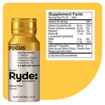 Ryde: Discovery Pack | Energize, Focus & Relax Shots | Green Tea Caffeine, Taurine, Ginseng, B Vitamins, L-Theanine, Lemon Balm, Chamomile | 0 Calories, 0 Sugar | Variety Pack – Try Them All (24 Pack)