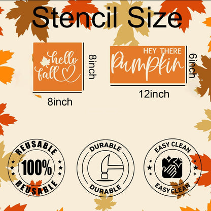 Fall Stencils for Crafts Reusable Pumpkin Stencil Hello Fall Stencils for Painting on Wood Signs Door Hanger Canvas Fabric DIY Crafts