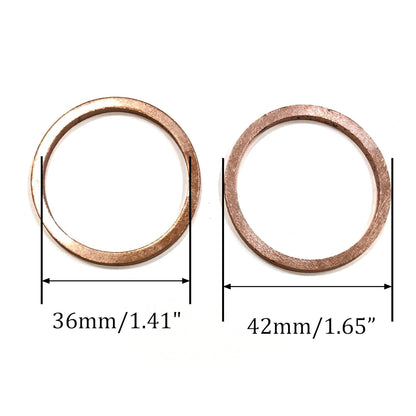 M36 Flat Washer Copper Sealing Ring, 36mm ID 42mm OD 1.5mm Thickness Metric Sealing Gasket, 10 Pieces