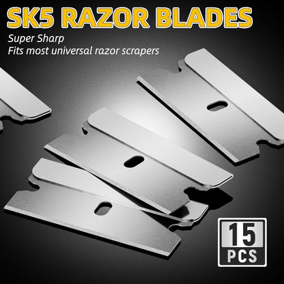 DIYSELF 1 Pack Razor Blade Scraper with 15 Extra Blades, Scraper Tool for Cleaning Window, Paint, Cooktop, Oven, Glass Stove Top Scraper, Razor Scraper with Buit-In Blade Storage (Green)