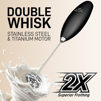 Zulay Kitchen Double Whisk Milk Frother – Handheld Foam Maker for Coffee, Lattes, Matcha, Hot Chocolate & Cappuccinos – Whip Creamy Froth in Seconds, Portable & Easy to Use -