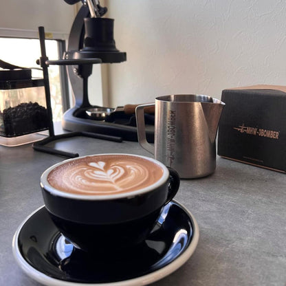 MHW-3BOMBER Latte Art Pitcher Stainless Steel Milk Frothing Pitcher Steamed Espresso Cup Barista Pitcher (Silver Spot, 20oz/600ml) P5027SS-OS