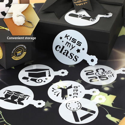 JULBEAR Graduation Cookie Stencils, 36 Pieces Class of 2025 Reusable Coffee Decoration Stencils Templates Tools for Cookies Baking Painting Dessert Decoration DIY Graduate Party Decor