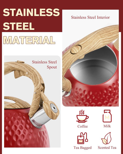 Tea Kettle,2.5 Quart Stovetop Tea Kettles Loud Whistle,Food Grade Stainless Steel Water kettles for Stove Top with Anti-hot Ergonomic Handle,Suitable for All Heat Sources