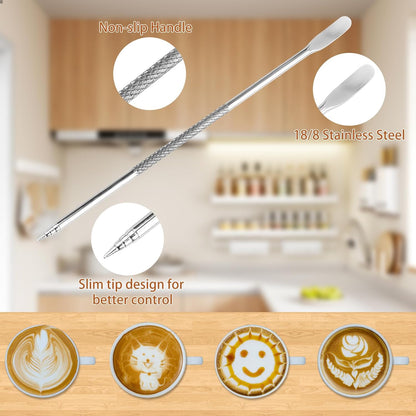 2 Pack Stainless Steel Milk Frothing Pitcher, 12 Oz/350ml, with Latte Art Pen