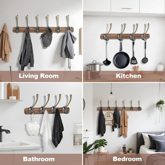 Wall Hooks for Hanging, 15-Pack Heavy Duty Metal Coat Hooks, for Living Room, Bathroom, Kitchen, Bedroom for Towel, Hat, Key, Closet, Bag (Bronze)