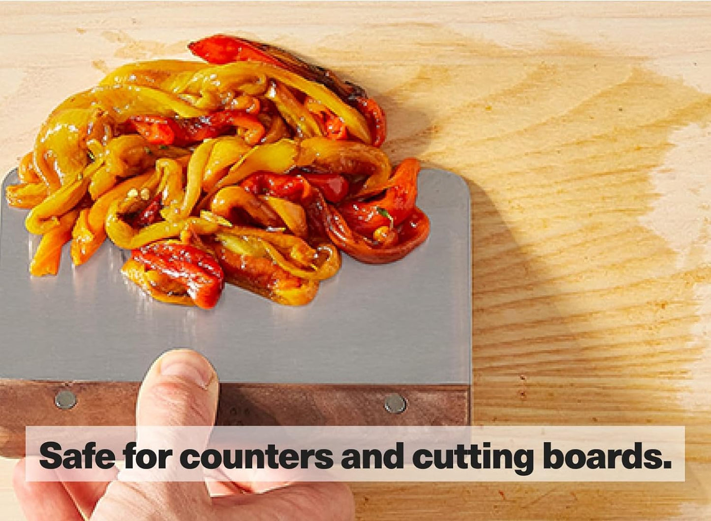 Misen Stainless Steel Bench Scraper - Versatile Food Scraper with Walnut Handle - Ideal for Kitchen, Pastry & Dough - Durable Cutting Board Scraper Tool - Effortless Transfer into Pots & Pans - White