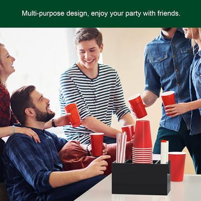 Cup Holder With Marker Slot, Party Dispenser Acrylic Organizer, Mark Your Drink Caddy, Modern Bar Counter Decor, Black
