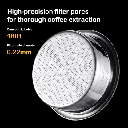 Bincoo Precision Espresso Filter Basket Compatible with 58mm Espresso Machine Portafilters,304 Stainless Steel Portafilter Basket for 16g/18g/20g,High-Precision Holes(18g- 58.5mm)