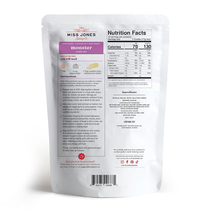 Miss Jones Baking Gluten-Free Monster Cookie Mix - Certified Gluten Free & Made with 100% Oats, Easy To Bake Desserts & Treats, Artificial Colors, 10.57 Ounce (Pack of 6)