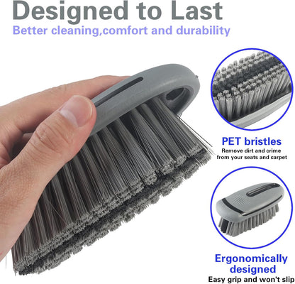 Carpet and Interior Cleaning Brushes, car Cleaning Brushes, Carpet Washing Brushes, Hard Bristle Detail Brushes, car and Home Interior Leather Brushes (Grey)