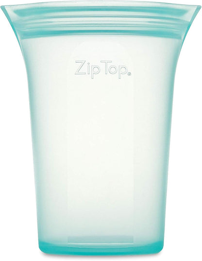 Zip Top Reusable Food Storage Bags | Medium Cup [Teal] | Silicone Meal Prep Container | Microwave, Dishwasher and Freezer Safe | Made in the USA