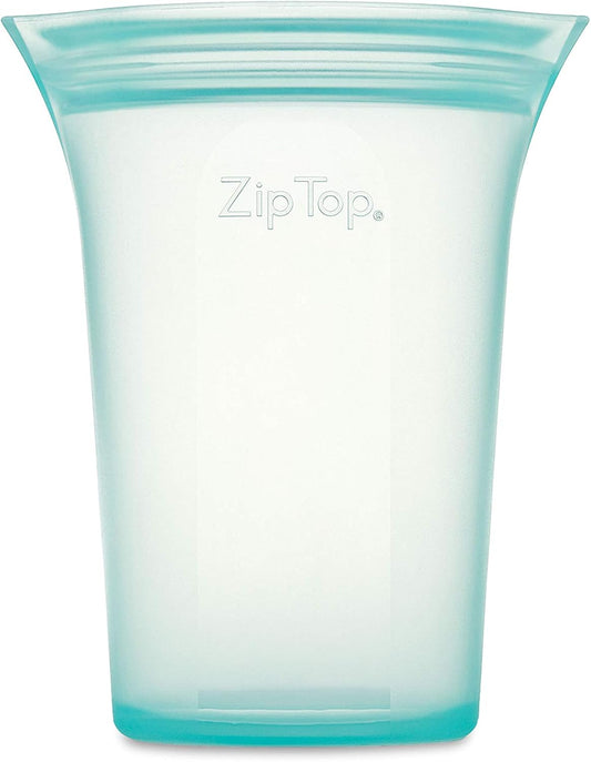 Zip Top Reusable Food Storage Bags | Medium Cup [Teal] | Silicone Meal Prep Container | Microwave, Dishwasher and Freezer Safe | Made in the USA