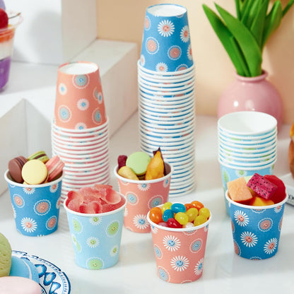 1200 Pack 3 oz Paper Cups, Disposable Bathroom Cups, Mini Mouthwash Cups, Small Cup 3 Ounce for Bathroom, Party, Picnic, BBQ, Travel(Daisy)
