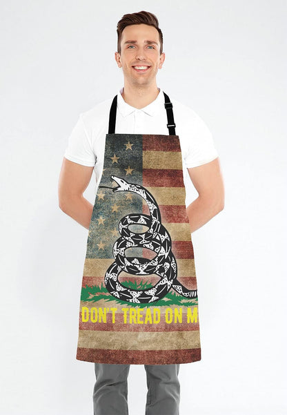 American Flag Dont Tread On Me Bib Apron with Adjustable Neck for Men Women,Suitable for Home Kitchen Cooking Waitress Chef Grill Bistro Baking BBQ Apron