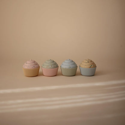 mushie Silicone Mix and Match Cupcake Toy 4 Pack | Mold Free