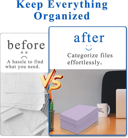 Zzrywuty File Folders with Pockets Letter Size, 50-Pack Paper Folders with Card Slot, Two Pocket Folders for School Students, Businessmen, Home and Office Workers（Purple）