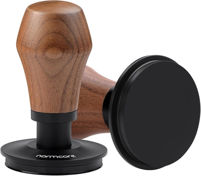 Normcore 53.3mm Coffee Tamper V4.1 with Click Sound Feedback, Fits Breville Sage 54mm Espresso Machines Portafilter, Spring Loaded Tamper with Flat Base, Genuine American Walnut Handle