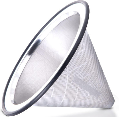 Compatible with Hario V60, Chemex Pour Over Coffee Filter - Wide Metal Base Reusable Stainless Steel Coffee Dripper - Paperless Coffee Filter for Sustainable Brewing