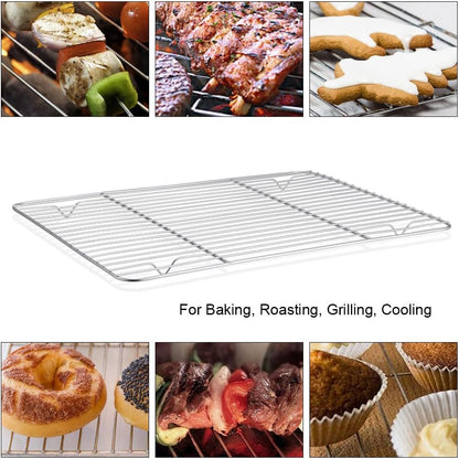 P&P CHEF Cooling Baking Rack Pack of 2, Stainless Steel Cooling Racks for Cooking Baking Roasting Grilling Drying, Dense Wires & Smooth Edge, Easy to clean, Silver, 8.6" x 6.2"