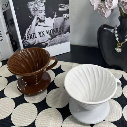 Pour Over Coffee Maker, Single Cup Coffee Dripper, Manual Porcelain Slow Brewing Accessories for Travel, Camping, Office, Home, Cafe, Coffee Gifts (White, Small,1-2Cups)