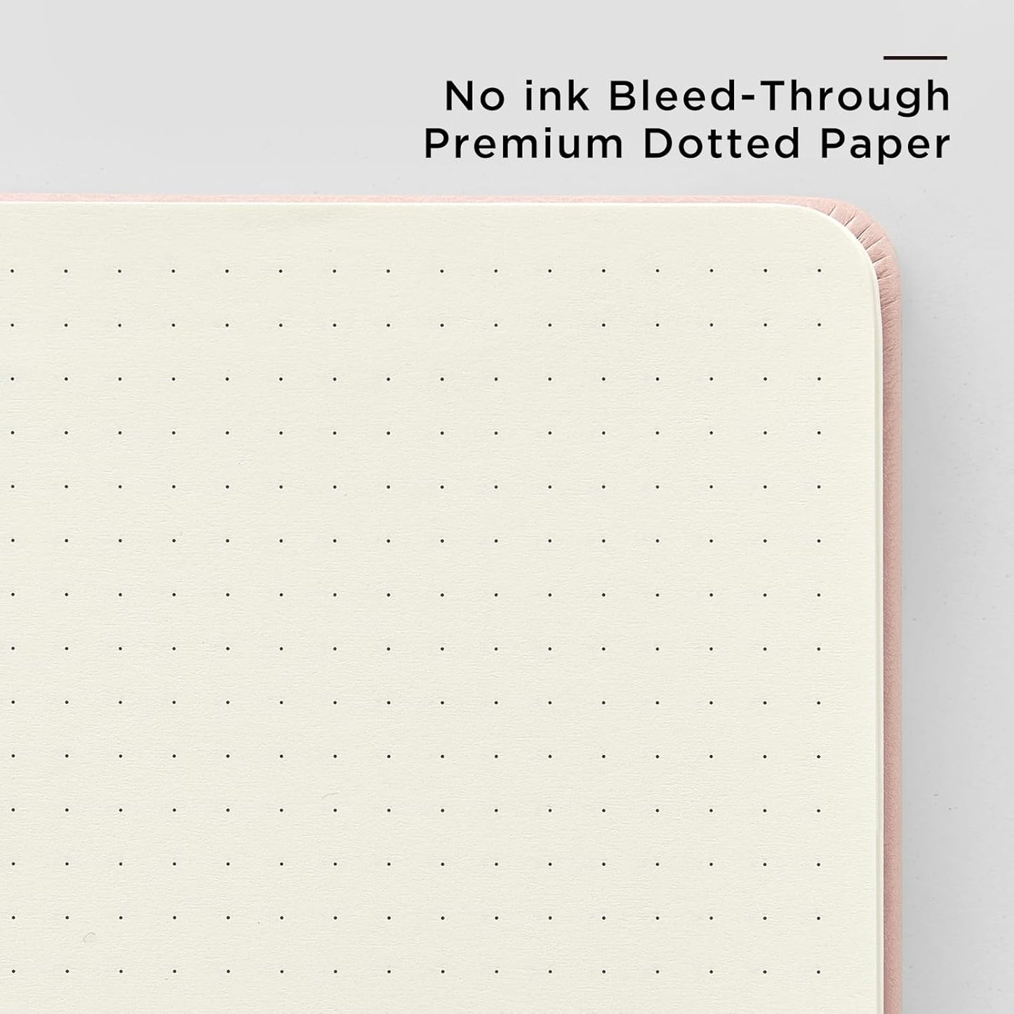 &And Per Se Dotted Journal Notebook, A5 Hardcover Leather Bullet Dotted Journal, 160 Pages 100 gsm Thick Dotted Paper，3 Sheets of Stickers Included - 5.7'' x 8''（Pink）