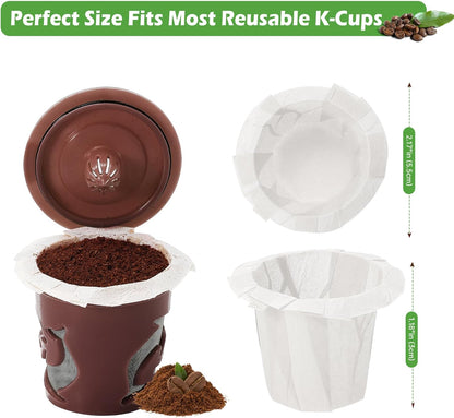 Aussen Disposable Coffee Paper Filters Replacement Kerig Filter Fit All Keurig Single Serve Filter Brands Compatible with Reusable Single Serve Pods Keurig Coffee Maker (White, 200pcs)