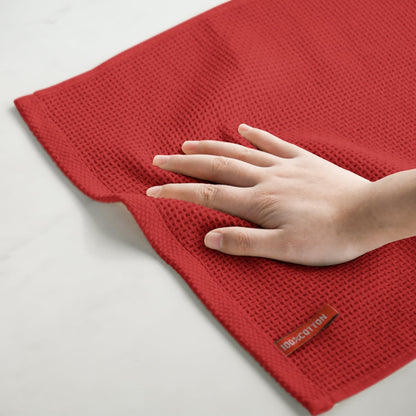 Artoid Mode 100% Cotton Dark Red Waffle Weave Kitchen Dish Cloths, 13x28 Inch Ultra Soft Absorbent Quick Drying Kitchen Dish Towels Set of 4