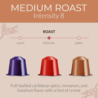 Camilla’s Heritage - Intensity 8 Flavored Espresso Coffee Spiced Variety Pack (Caribbean Spice, Cinnamon & Hazelnut Espresso Cups) 60 Coffee Pods