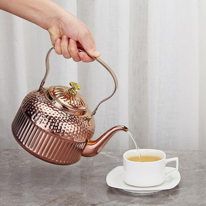 SANQIAHOME Antique 1.2L (40Oz) Stainless Steel Teapot with Infuser copper