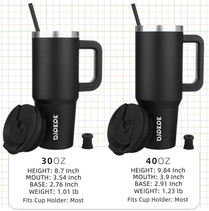 BJPKPK 30oz Stainless Steel Insulated Tumbler With Handle And Lid Straw Travel Coffee Mug Thermal Cup,Black
