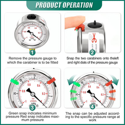 -30inHG-0psi Stainless Steel Glycerin Liquid Filled Vacuum Pressure Gauge 1/4" NPT 2.5" Face Dial Center Lower Mount, for Water, Oil and Air Pressure Testing (with Range Mark Pointer)