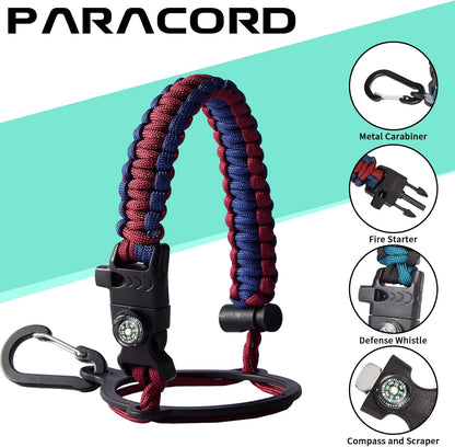 40OZ Stainless-steel Water-Bottle with Straw - Pop-up Spout & Straw Lids, Survival Paracord Handle, Storage Sleeve & Cup Mat, Leak Proof Reusable Insulated Men Women Water Jug for Gym Workout