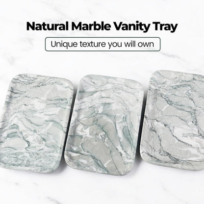 Vanity Tray, Marble Bathroom Tray Countertop, Decorative Dresser Organizer, Green Stone for Perfume Jewelry Holder Storage for Kitchen Sink(Light Green)