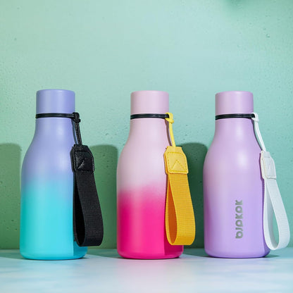 BJPKPK Insulated Water Bottles, 12oz Stainless Steel Metal Water Bottle with Strap, BPA Free Leak Proof Thermos, Mugs, Flasks, Reusable Water Bottle for Sports & Travel, Lavender Mint