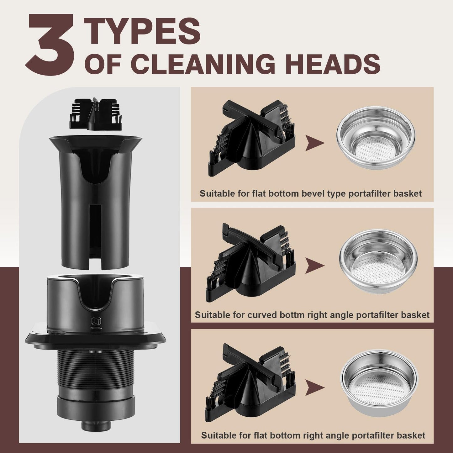 NUETRAL NS300 Electric Portafilter Cleaner-Automatic Coffee Grounds Cleaning Machine-Knock box for Espresso coffee-Espresso Puck Sucker-Innovative Espresso Machine Accessories(Embedded)