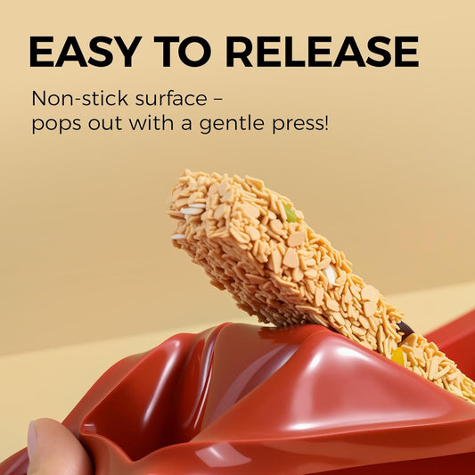 Granola Bar Molds, 8 Cavity Rectangle Granola Bar Silicone Mold for Energy Bars, Cereal, Protein, Brownie, Chocolate & Candy Molds(2 Pcs)