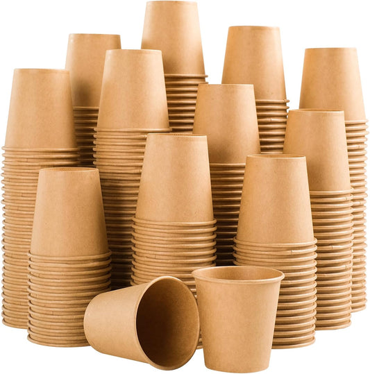 300 Pack 3 oz Paper Cups, Disposable Kraft Small Bathroom Cups 3 Ounce, Hot/Cold Beverage Cups for Home, Kitchen, Party
