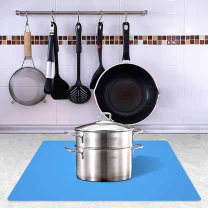 Silicone Placemats, Food-Grade Non-Slip Waterproof, Dining, Stain Resistant, Countertop Protector, Kitchen Counter Mat, Heat Resistant, Baking mat Dishwasher Safe (23.6"×15.7"-2pack, Blue)