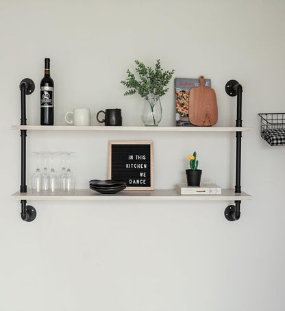 Floating Bookshelf Bathroom Shelves Over Toilet Industrial Pipe Shelving Pipe Shelves Rustic White Wall Shelves 36 Inch Farmhouse Book Shelves for Wall Mounted
