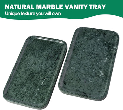 Marble Vanity Tray, Bathroom Tray for Countertop, 14'' Green Decoration for Dresser Organizer, Large Serving for Kitchen, Marble Storage for Coffee Table, Perfume, Jewelry Holder