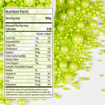 Christmas Green Pearl Sprinkles, Edible Candy Sugar Pearls, 150g/5.29oz, Mix Size, Cake Decorations & Cupcake Toppers, Wedding Party, Easter, Valentine's Day, Christmas Supplies