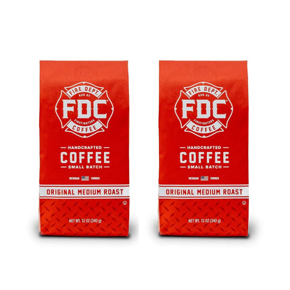 Fire Department Coffee - Gives Back to Firefighters - Original Medium Roast Ground Coffee - Balanced & Smooth - Roasted in the USA - Veteran Owned (12 oz, Pack of 2)