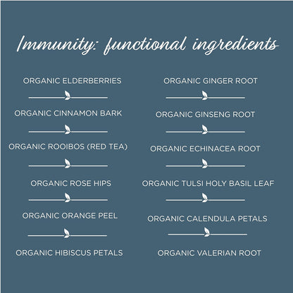 The Tea Spot Organic Immunity Tea with Natural Vitamin C for Immune Support|Blend of Adaptogens, Elderberry, Orange Peel, Ginger, Basil, Lemon Peel & Valerian Root | Caffeine-Free 15 Tea Bags
